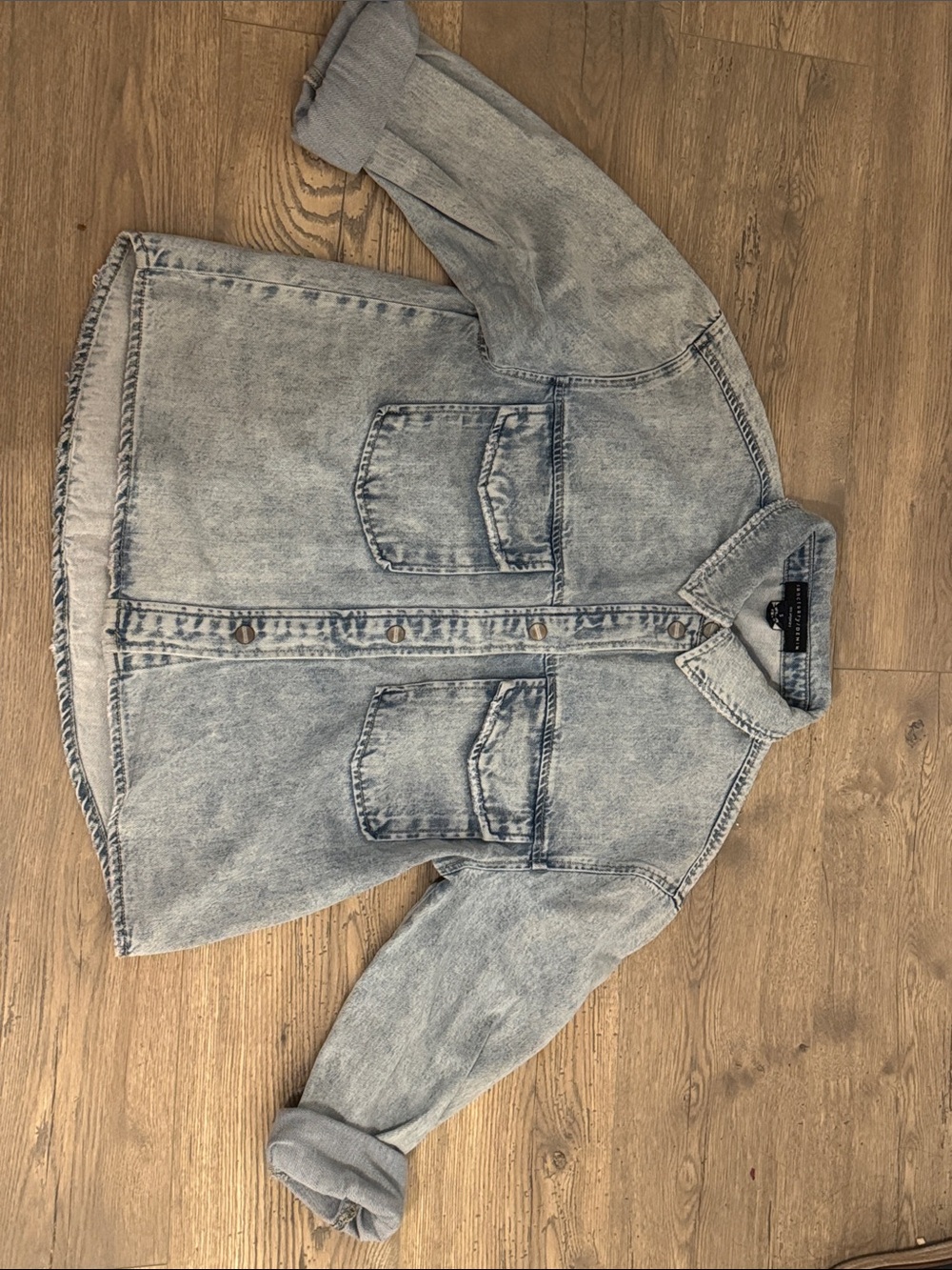 Sanctuary Light Wash Denim Shacket in Faded Blue Gray